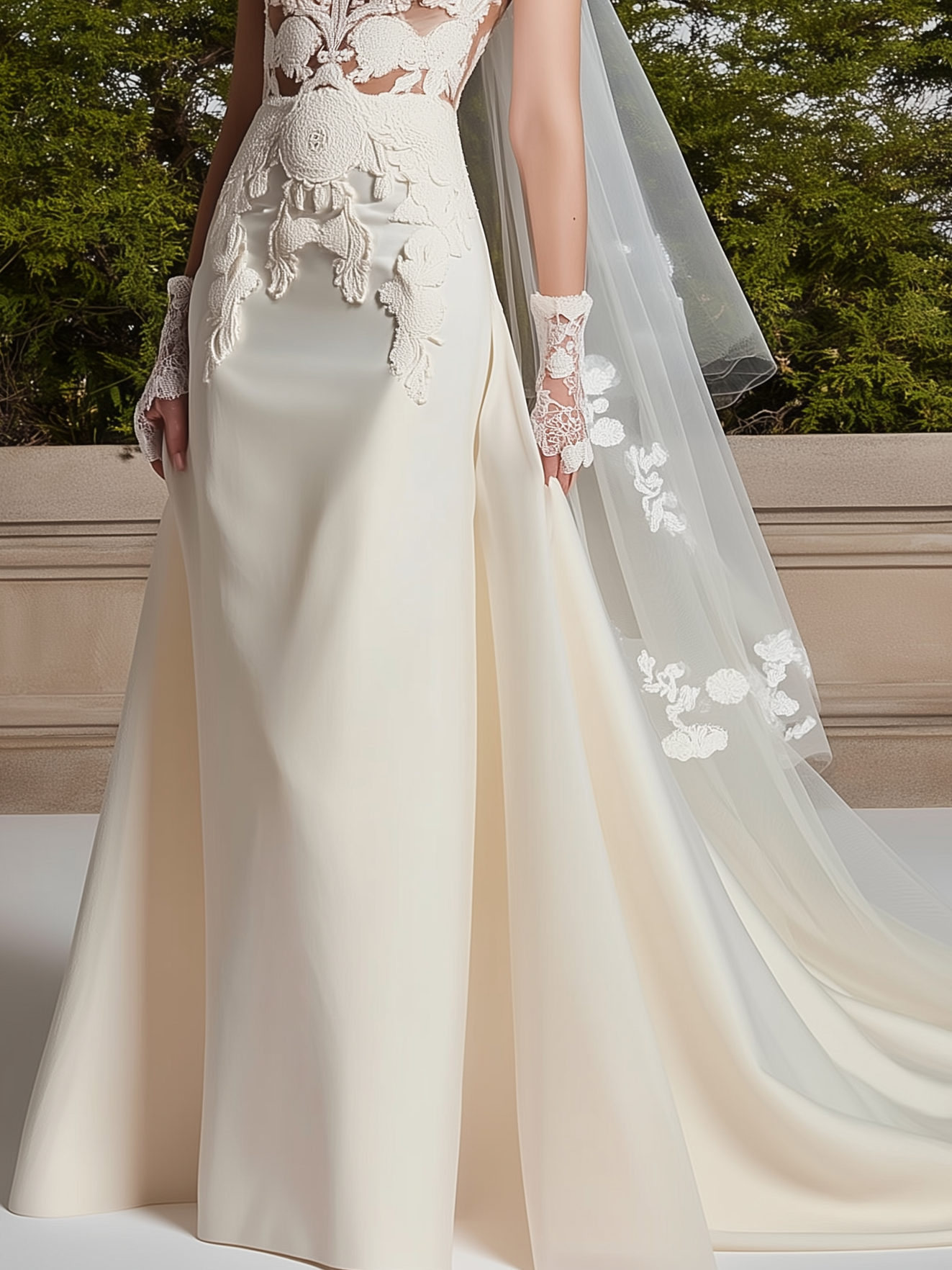 White Lace Hollow Out Bridal/Wedding Dress Stand Collar Sleeveless Sheath Gown Dress