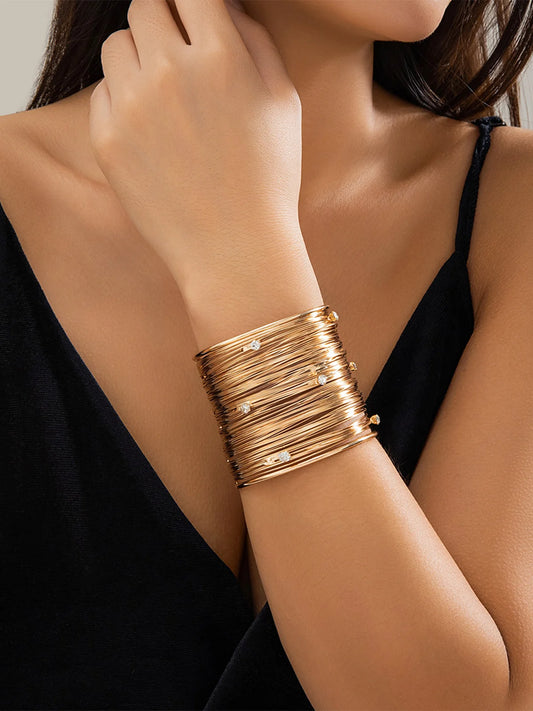 Sweet Cool Punk Style Wide Brushed Line Bracelet