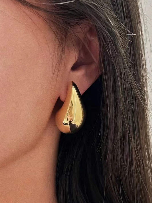 Personalized Metal Golden Shiny Teardrop Ear Studs Ear Jewelry